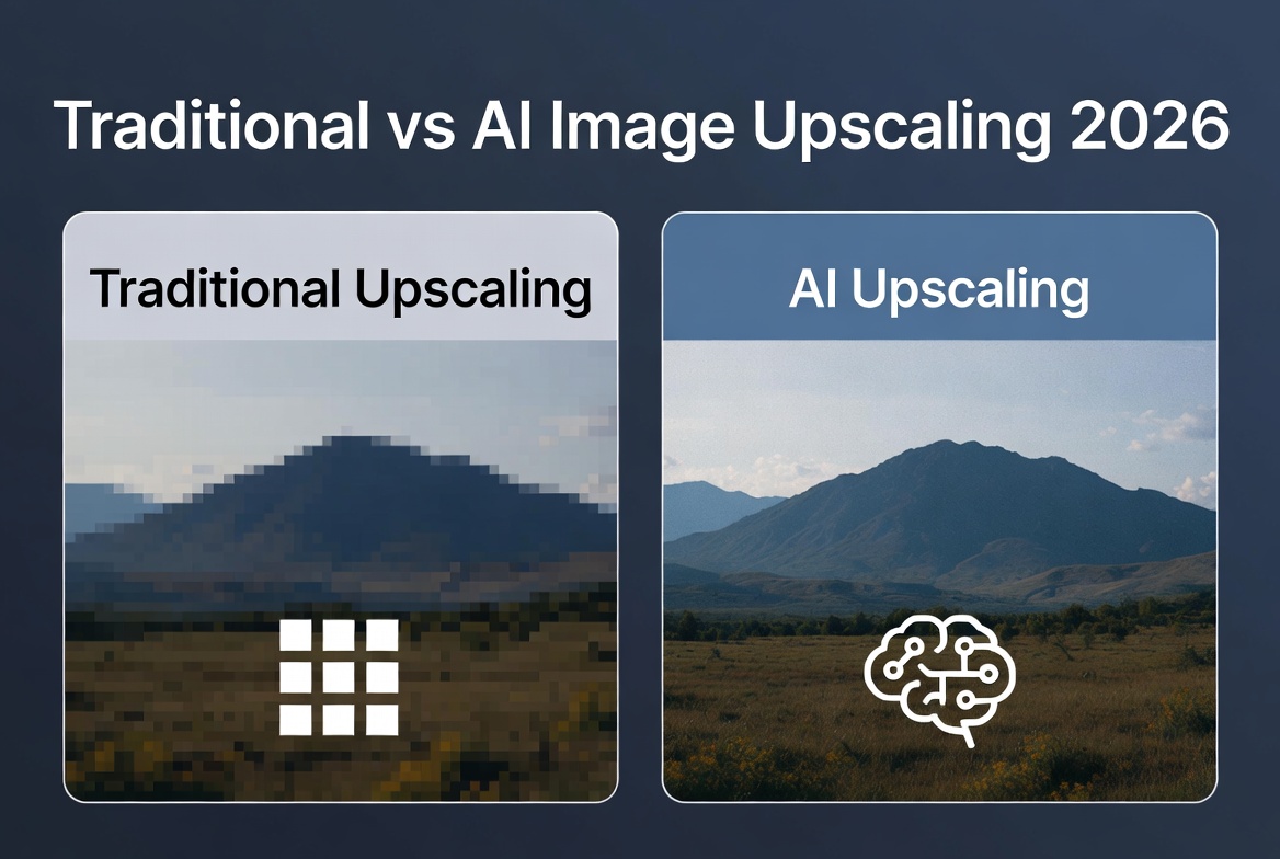 Traditional vs AI image upscaling 2026