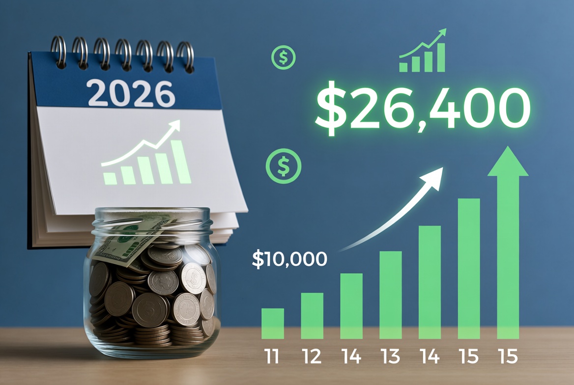 Illustration of real-life savings growth using compound interest in 2026